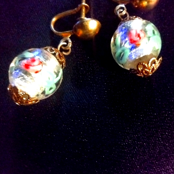 MURANO VENETIAN  SET GLASS NECKLACE & EARRING - Picture 3 of 10